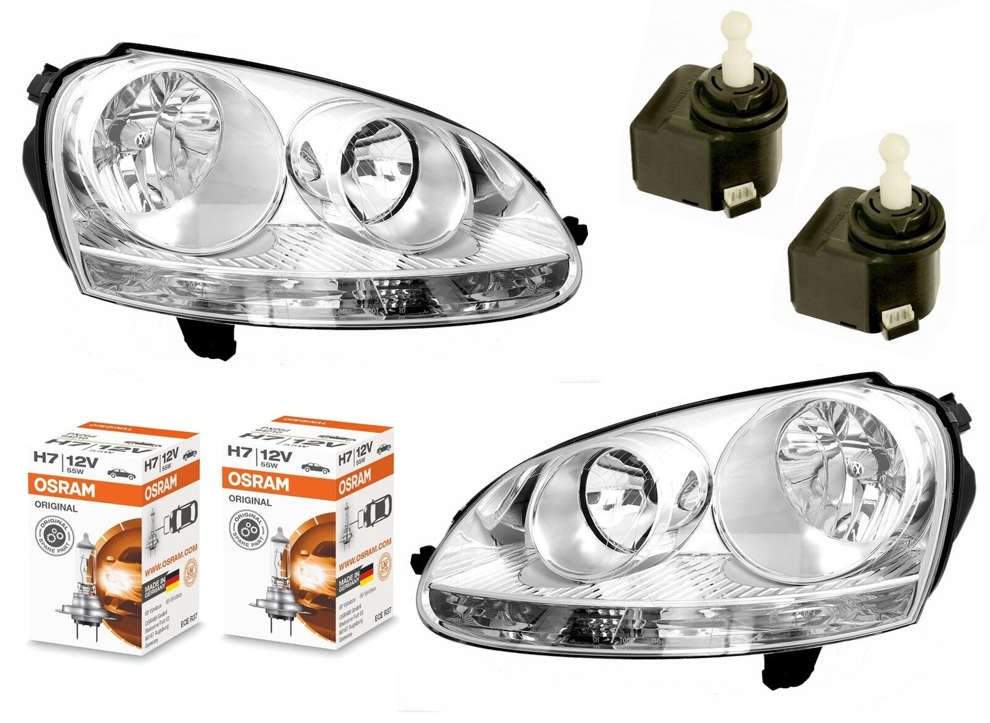 Headlight for VW Golf 5 V 2003-2009 with OSRAM ORIGINAL H7 bulbs + actuator