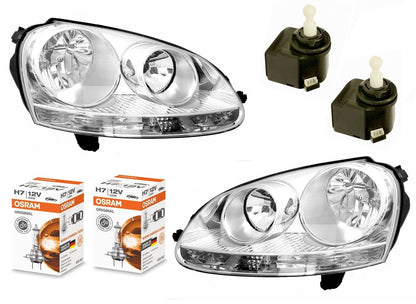 Headlight for VW Golf 5 V 2003-2009 with OSRAM ORIGINAL H7 bulbs + actuator