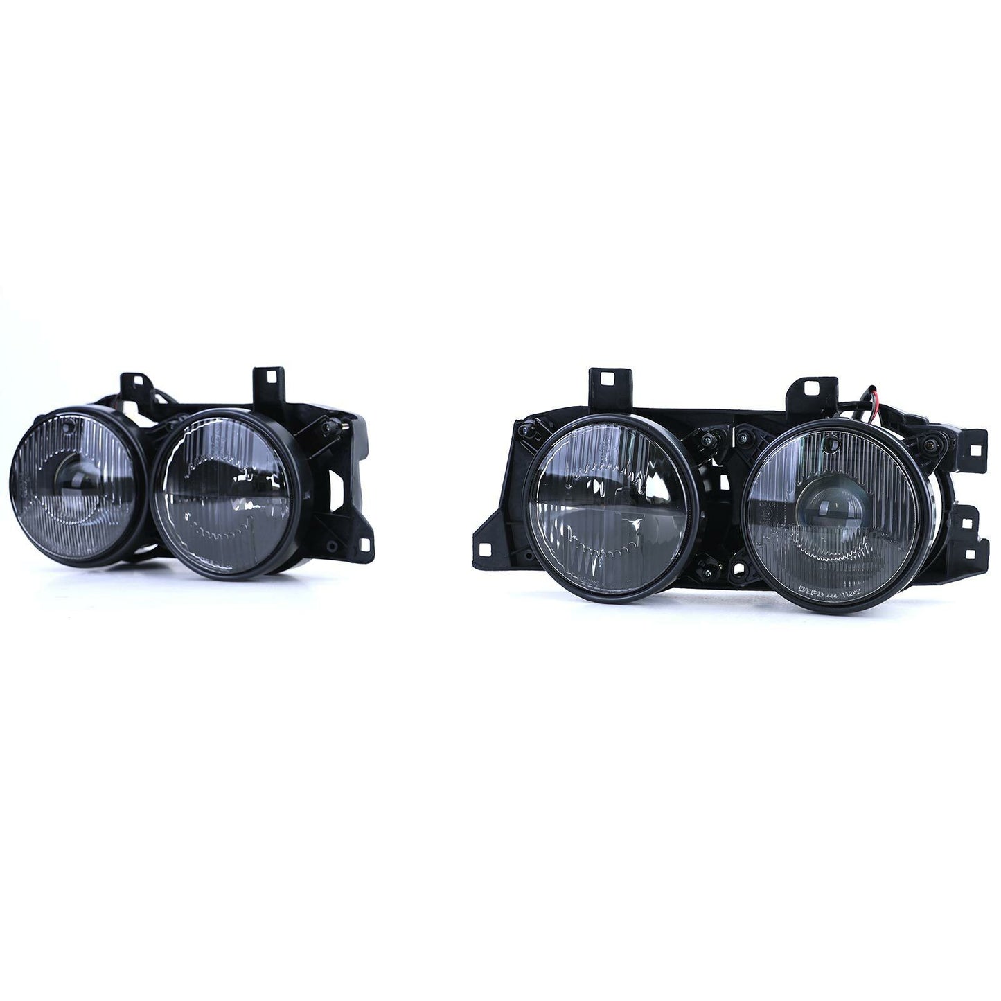 Aftermarket Black Smoke Headlight Pair Compatible with BMW 5 Series E34 88-95 7 Series E32 88-94 