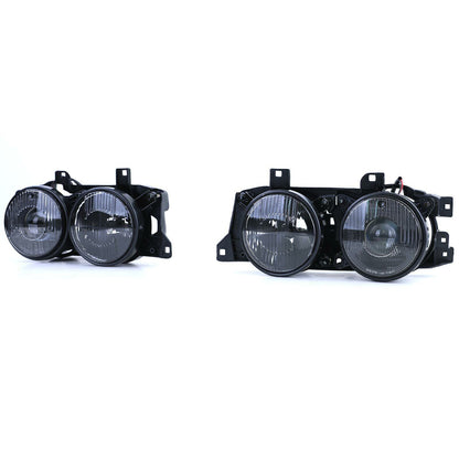 Aftermarket Black Smoke Headlight Pair Compatible with BMW 5 Series E34 88-95 7 Series E32 88-94 