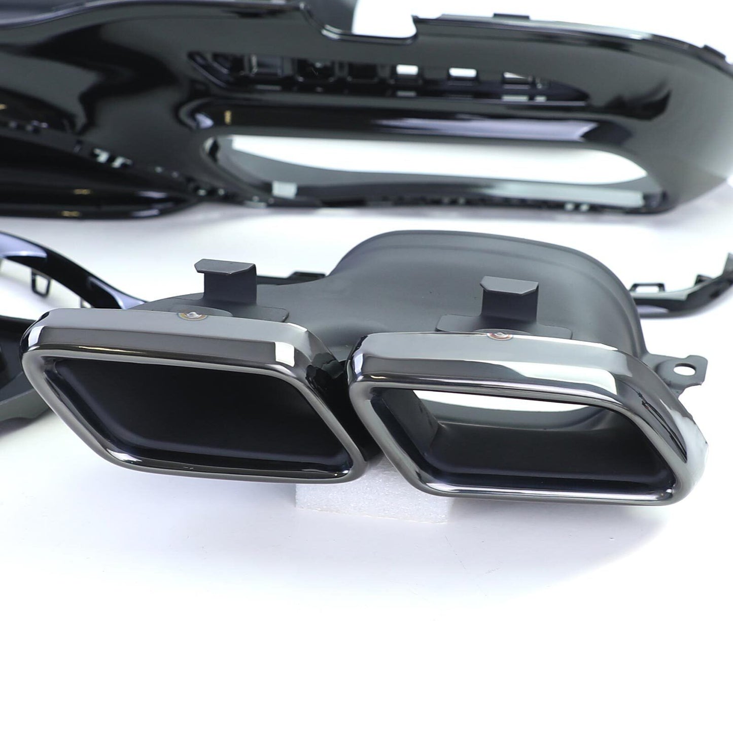 Diffusore posteriore sportivo con doppi terminali di scarico nero compatibile per Mercedes Classe S W222 17-20