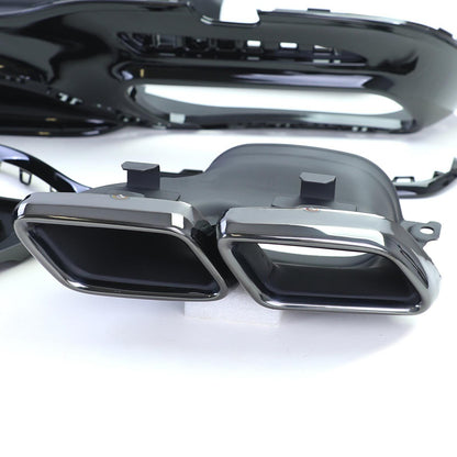 Diffusore posteriore sportivo con doppi terminali di scarico nero compatibile per Mercedes Classe S W222 17-20