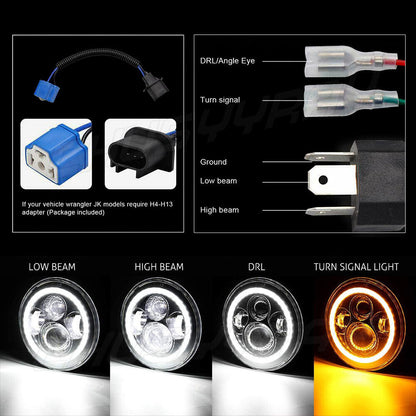 7" LED Headlights Fog Lamp Turn Signal Light For 2003-2007 Jeep Liberty