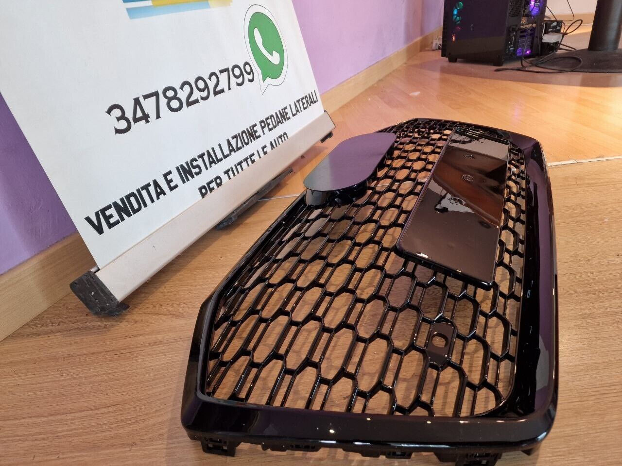 0965 Griglia a nido d'ape griglia completa nera lucida adatta per Audi A6 C8 2019+