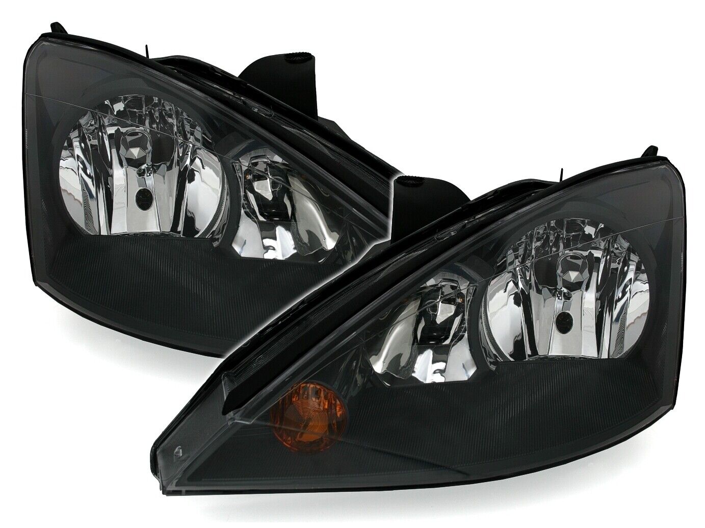 Left + Right Black Headlight Set for Ford Focus 1 2001-2004 MK1 