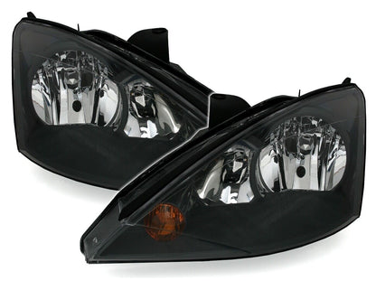 Left + Right Black Headlight Set for Ford Focus 1 2001-2004 MK1 