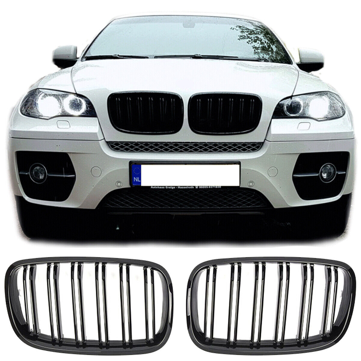 GRIGLIA RADIATORE SPORTIVA ADATTA PER BMW X5 X6 E70-E71 DOPPIA BARRA NERA