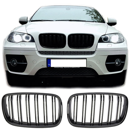 GRIGLIA RADIATORE SPORTIVA ADATTA PER BMW X5 X6 E70-E71 DOPPIA BARRA NERA