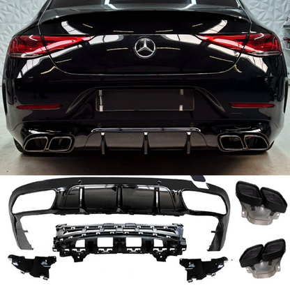 Per Mercedes X257 C257 CLS Diffusore + Paraurti Scarico 2X2 (NERO) 63 OTTICA AMG