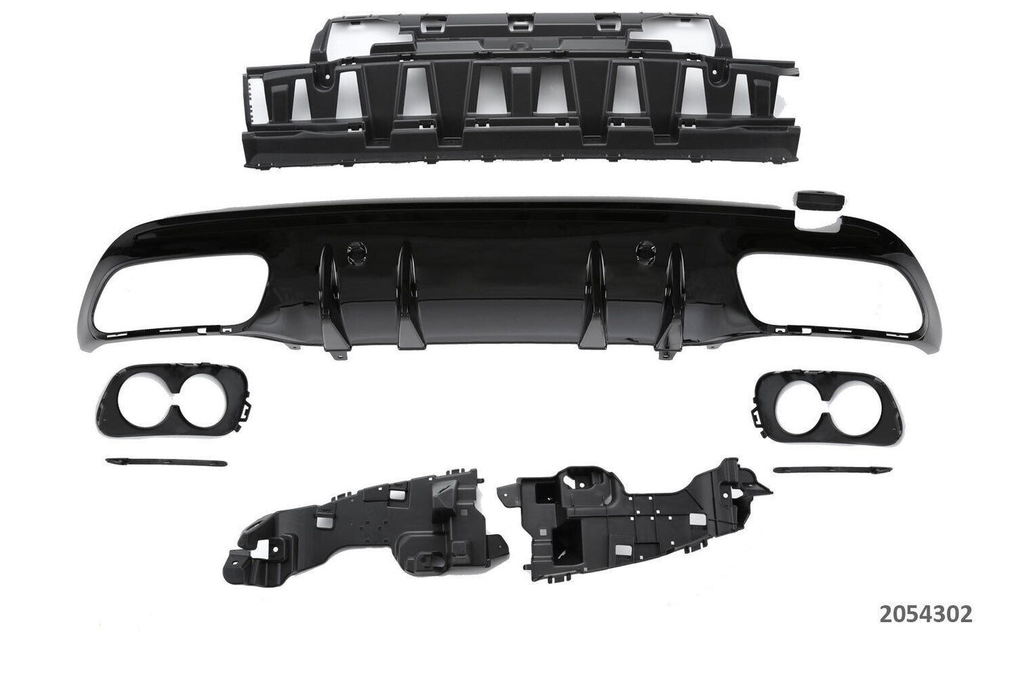 Diffusore spoiler posteriore + marmitte (CROMATO) in LOOK SPORTIVO per Mercedes