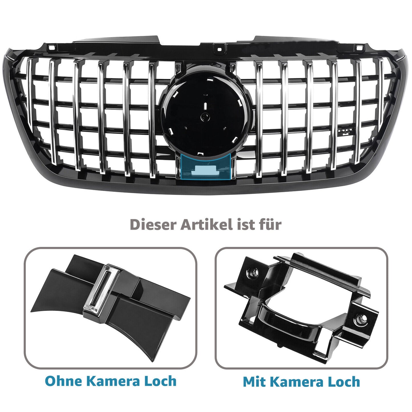 Front bumper suitable for Mercedes Sprinter W907 910 black chrome 