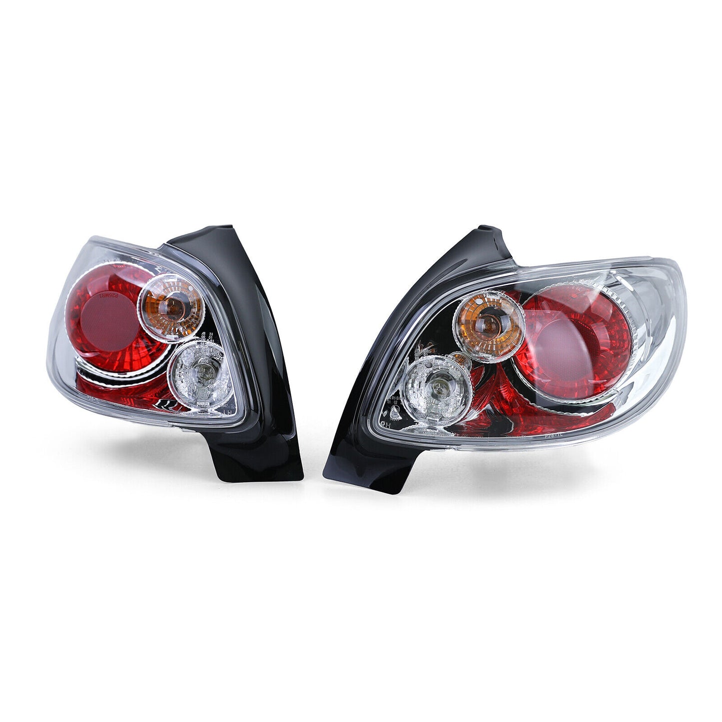 Fanali posteriori in vetro trasparente cromati per Peugeot 206 hatchback 3+5 porte 98-09
