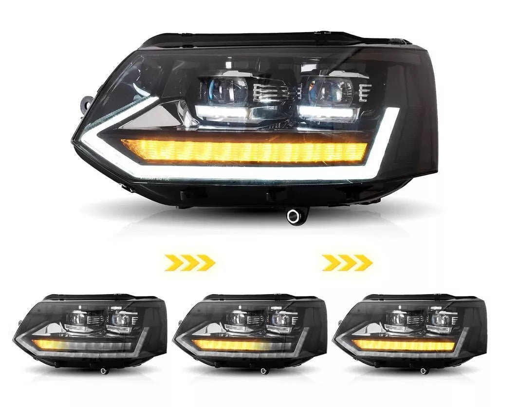 Fari Full LED per VW T5 Bus 09-15 Facelift Frecce Dinamiche Marca E