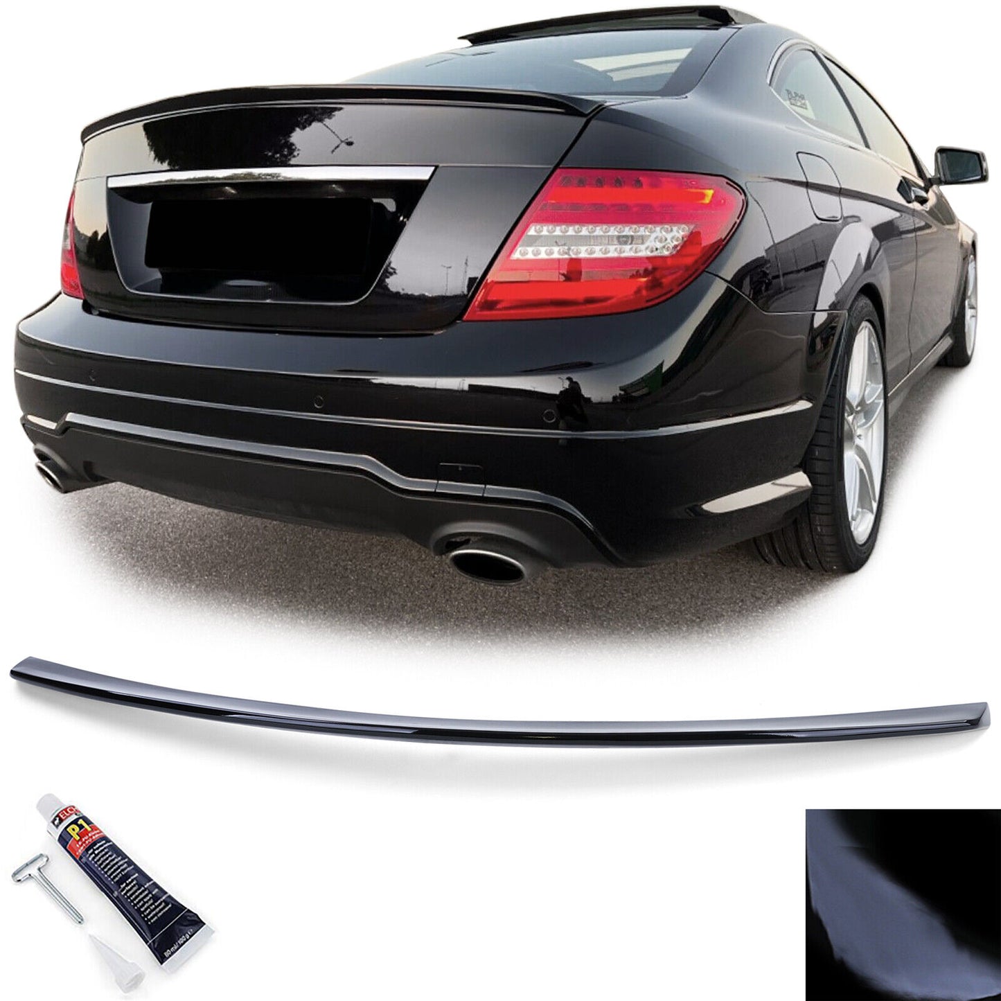 Labbro spoiler posteriore sportivo lucido per Mercedes classe C C204 coupé 11-14