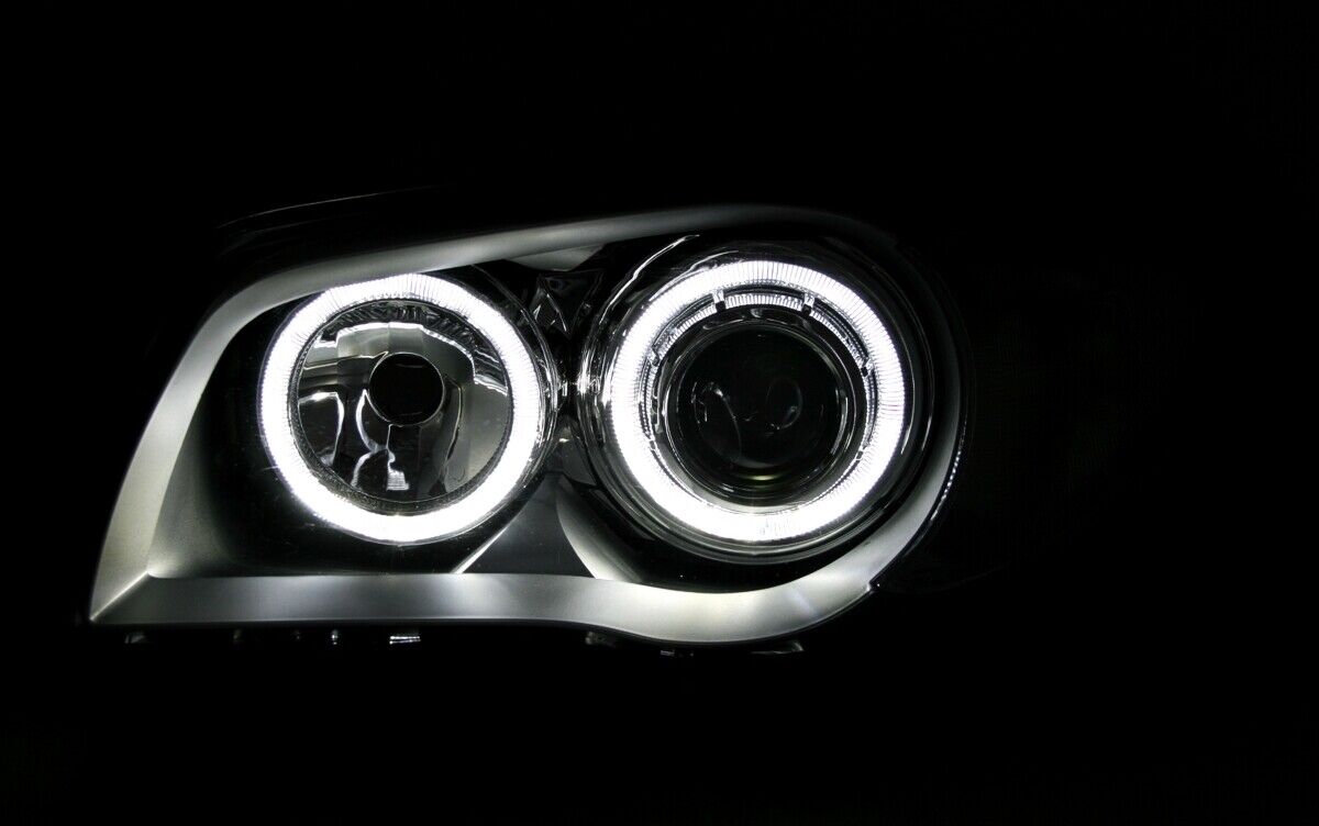 Angel Eyes Headlight Set White LED Rings for BMW 1 Series E81 E82 E87 E88 Silver 