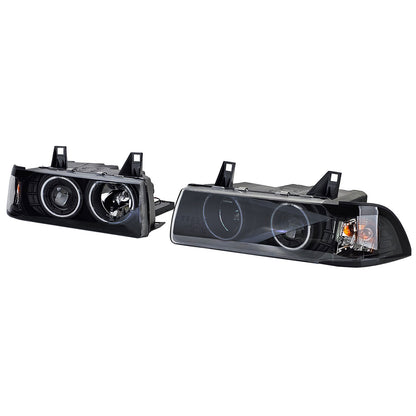 Faro anteriore CCFL Angel Eyes aftermarket compatibile con BMW Serie 3 E36 Coupé Cabrio