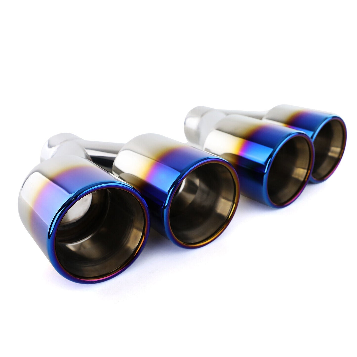 Terminale di scarico sportivo 89mm Doppio tubo in acciaio inossidabile Titanio