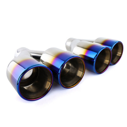Terminale di scarico sportivo 89mm Doppio tubo in acciaio inossidabile Titanio