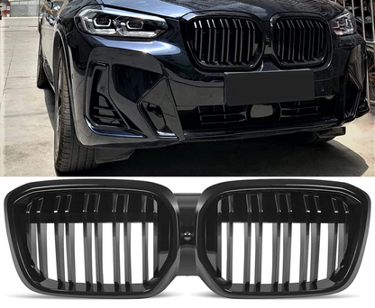 SUITABLE FOR BMW iX3 G08 LCI SPORT GRILLE DOUBLE SPIRAL GRILLE GLOSS BLACK 