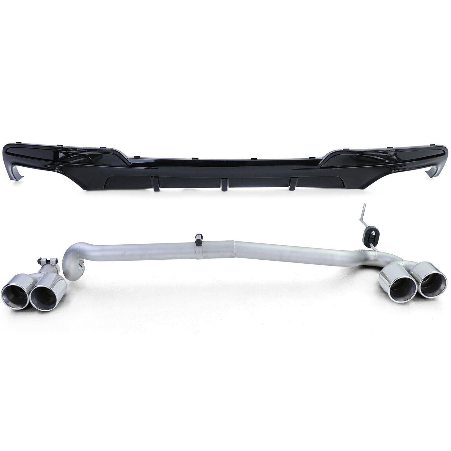 Diffusore posteriore lucido + conversione terminale di scarico duplex adatto per BMW F10 F11 520 525 528 530
