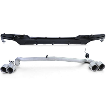 Diffusore posteriore lucido + conversione terminale di scarico duplex adatto per BMW F10 F11 520 525 528 530