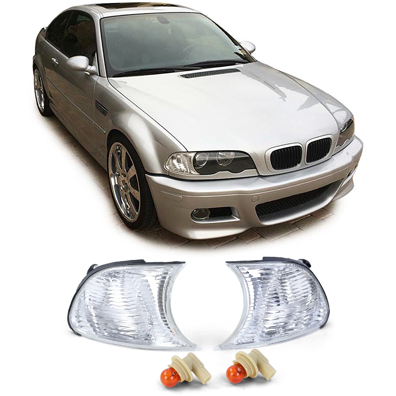 Coppia di cristalli bianchi trasparenti per BMW Serie 3 E46 Coupé 99-01 AUTOELEGANCERICAMBI