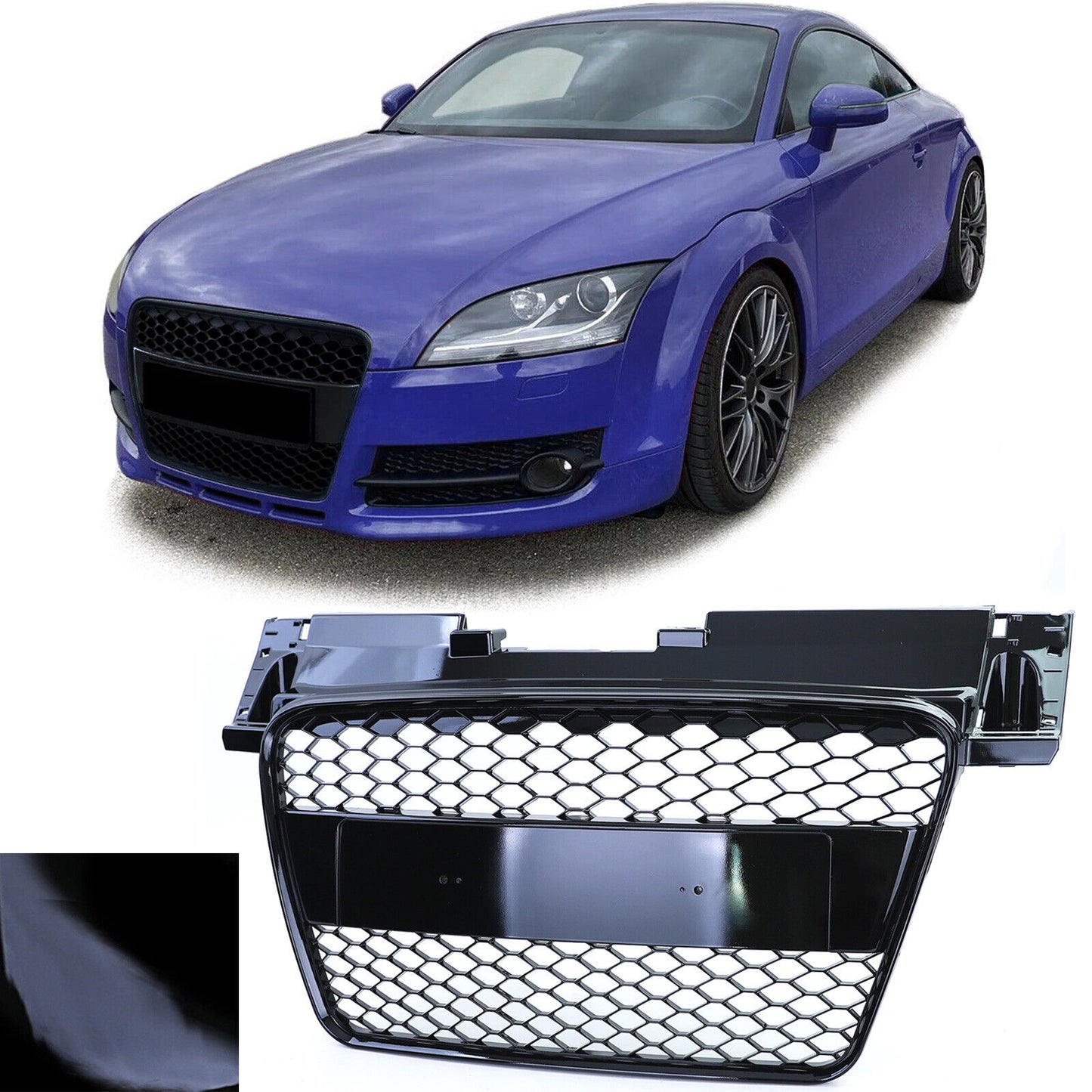 Griglia radiatore a nido d'ape senza emblema nero lucido per Audi TT 8J