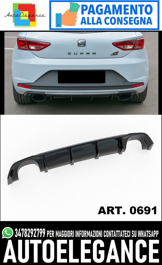 ART. 0691 DIFFUSORE ADATTO A SEAT LEON MK3 5F 2012-2016 CUPRA IN ABS NERO LUCIDO LOOK MAX