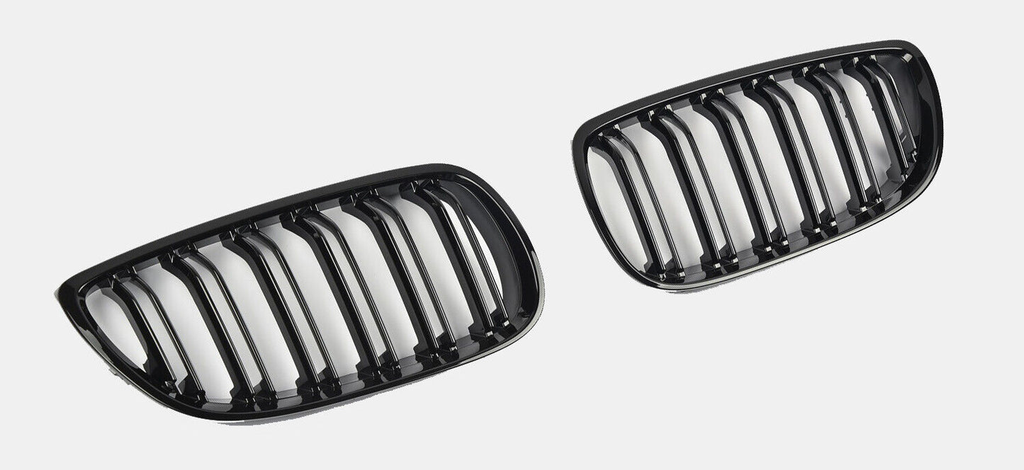 RADIATOR GRILLE SUITABLE FOR BMW E92 E93 06-10 DOUBLE BAR GLOSSY BLACK 