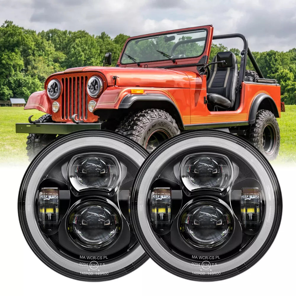 🔥E24 – Coppia Fari LED con Segnale – Jeep Wrangler TJ / LJ / JK🔥