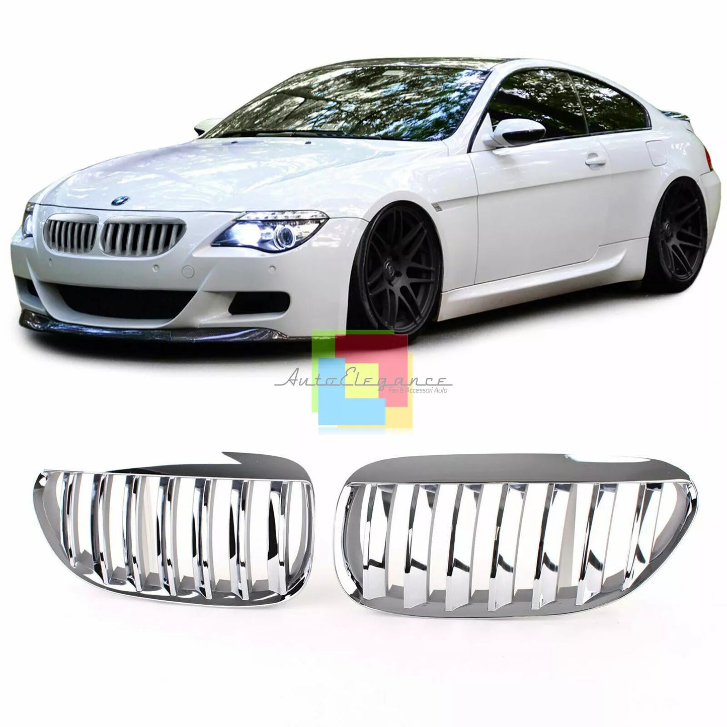 GRIGLIA ANTERIORE BMW SERIE 6 E63 E64 2004-2010 CALANDRA Chromato LOOK M