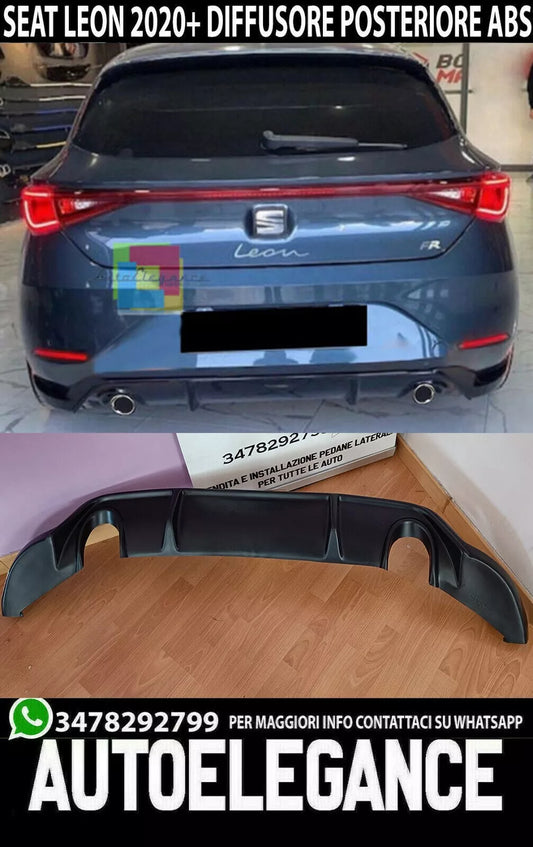 0334 SEAT LEON KL 2019+ SPOILER LOOK FR SOTTO PARAURTI POSTERIORE DIFFUSORE ABS 1+1-