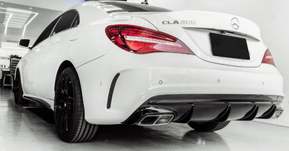 For Mercedes CLA-C117 Diffuser + Bumper Exhaust (BLACK) CLA45 AMG 