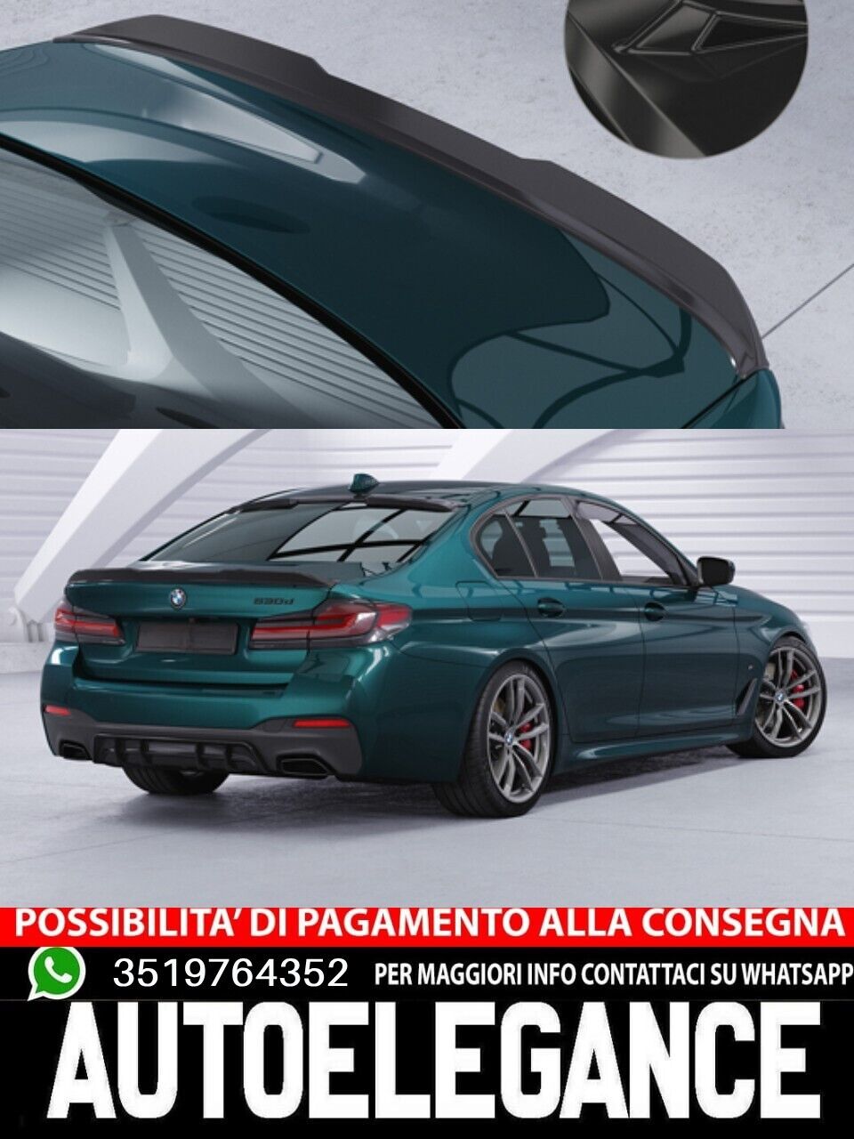 Ala posteriore con ABE per BMW Serie 5 G30 berlina carboon look