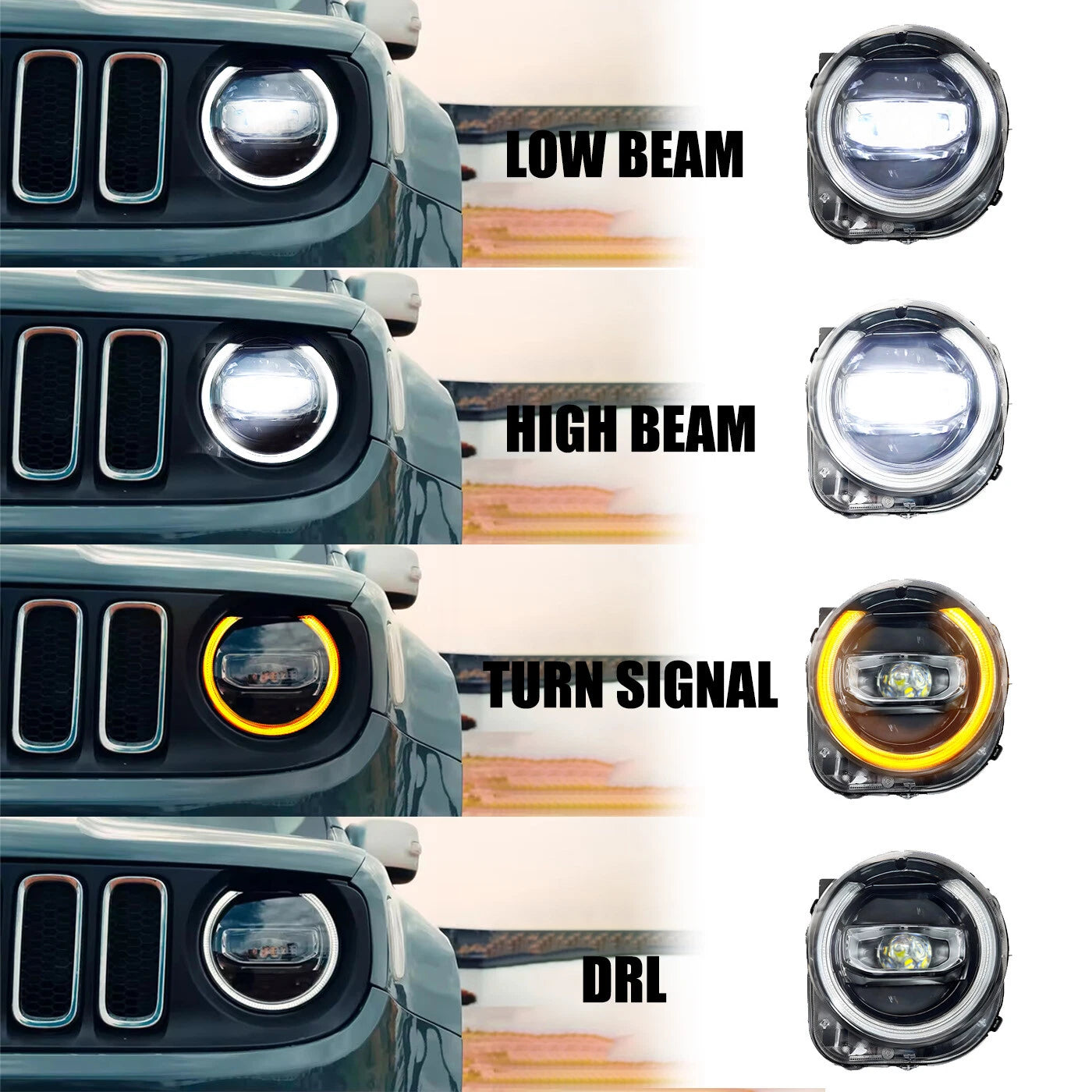 🔥Fari Anteriori Full LED – Jeep Renegade 2014–2021🔥