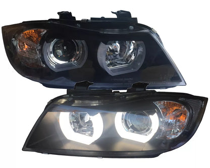 Fari Xenon D1S Angel Eyes per BMW E90 E91 2005-2008 nero sinistro destro