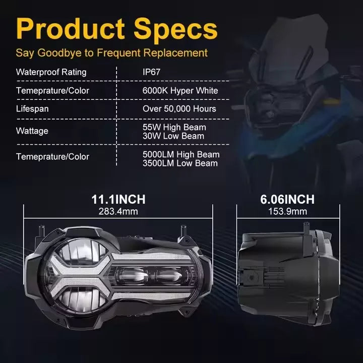 🔥Fari Anteriori LED E24 – BMW R1200GS K50 / ADV K51🔥