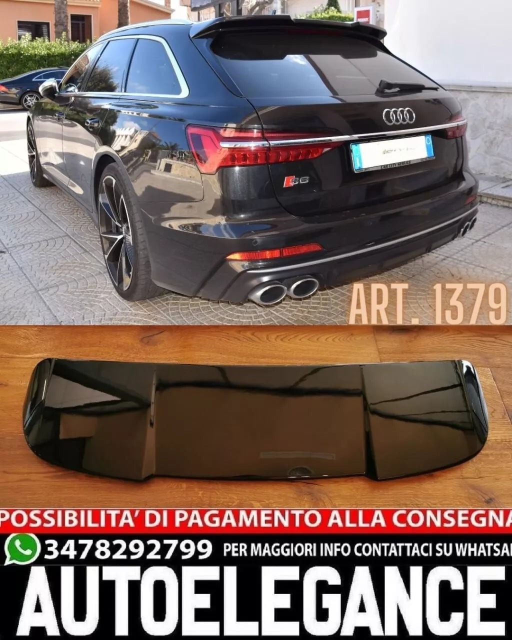 ROOF SPOILER SUITABLE FOR AUDI A6 C8 AVANT 2018+ RS6 LOOK GLOSSY BLACK