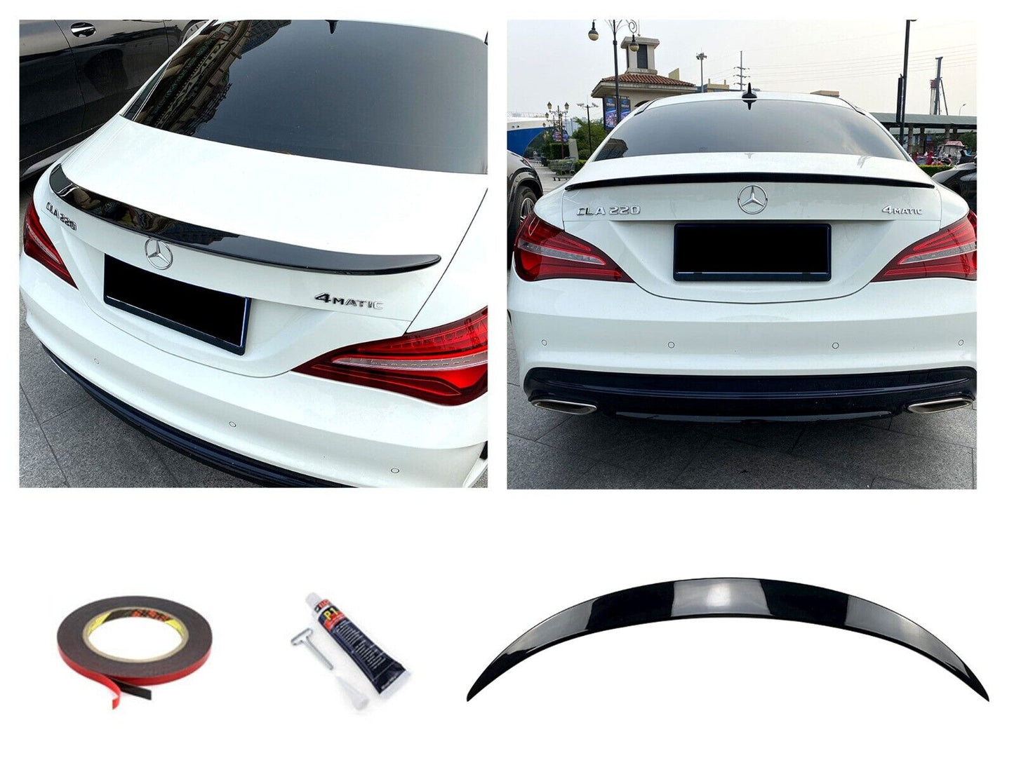 Per Mercedes C117 classe CLA SPOILER POSTERIORE LIP NERO LUCIDO