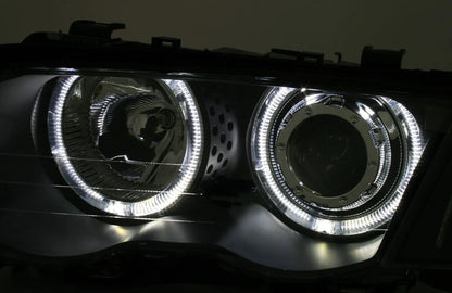 😊EAGLE EYES Set fari Angel Eyes in nero per BMW Serie 3 E46 Limo Tour LED😊