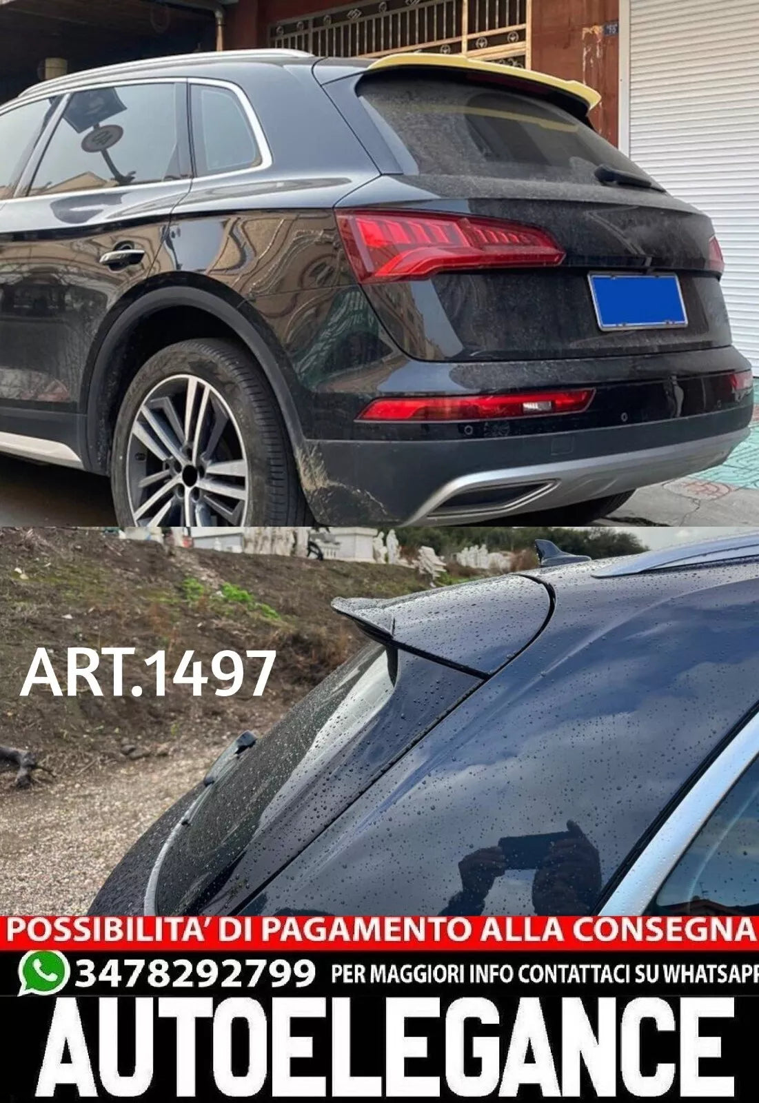 SPOILER TETTO ADATTO PER AUDI Q5 FY 2017-2020 LOOK TUNING NERO LUCIDO