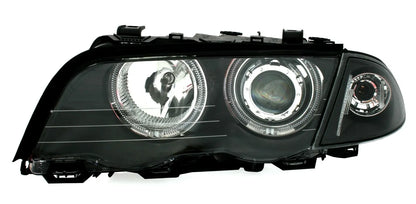 😊EAGLE EYES Set fari Angel Eyes in nero per BMW Serie 3 E46 Limo Tour LED😊