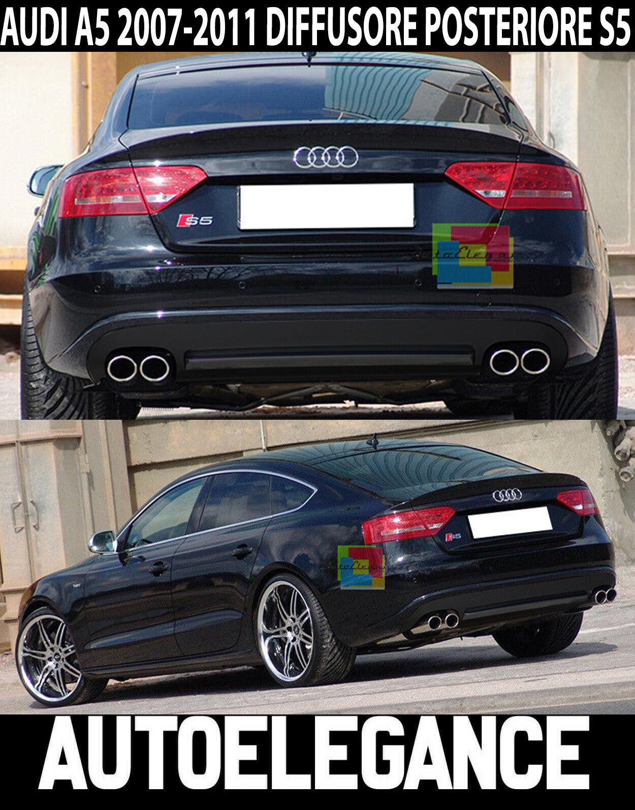 DIFFUSORE AUDI A5 SPORTBACK COUPE 2007-2011 SOTTO PARAURTI POSTERIORE S5 - ABS