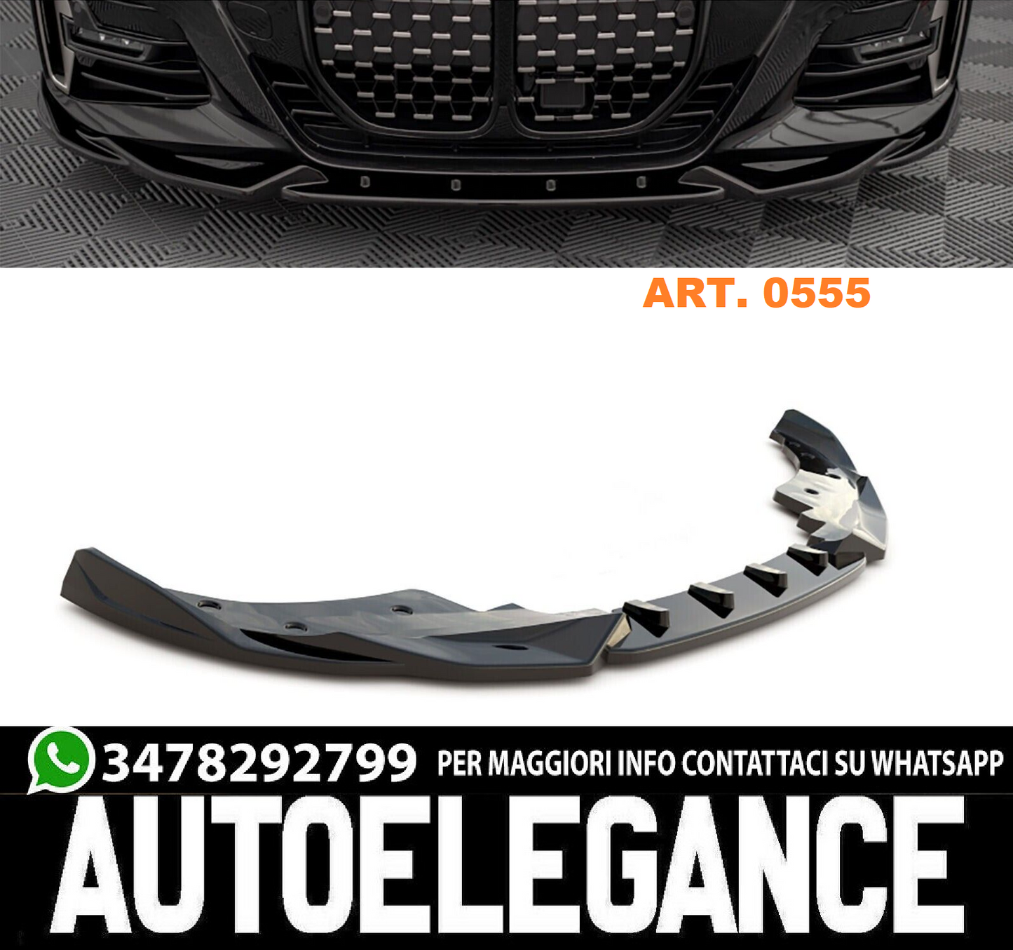 SPLITTER  adatto BMW SERIE 4 G22 G23 PARAURTI ANTERIORE NERO LUCIDO PARAURTI M