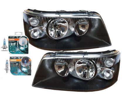 FANALI PER VW T5 03-09 NERO MULTIVAN TRANSPORTER OSRAM COOL BLUE H7 H1