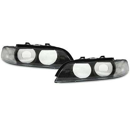 Coppia di lenti per fari allo xeno, indicatori di direzione bianchi aftermarket compatibile con BMW E39 95-00