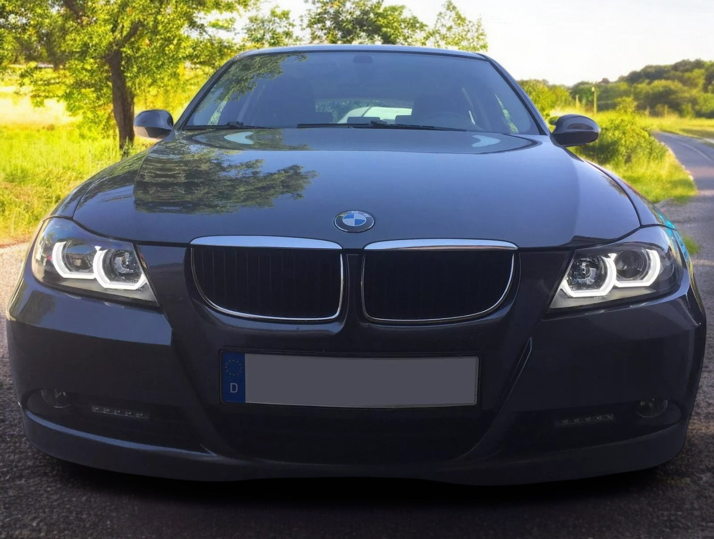 Fari Xenon D1S Angel Eyes per BMW E90 E91 2005-2008 nero sinistro destro