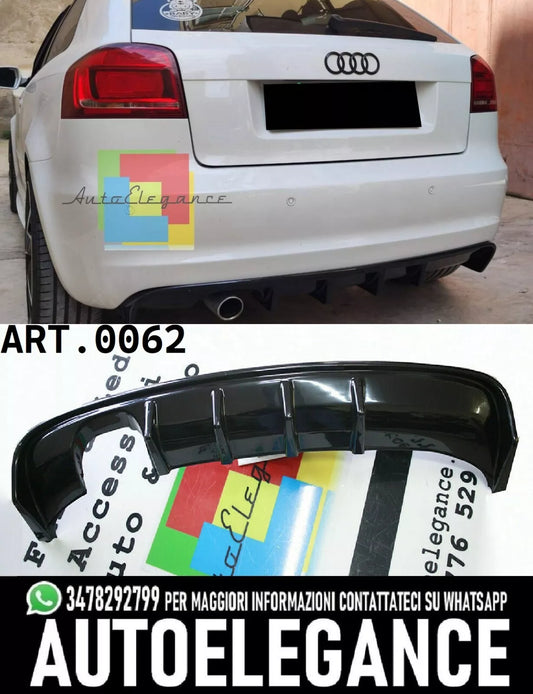 DIFFUSORE AUDI A3 S3 8P 3 / 5 PORTE 08-12 SOTTO PARAURTI RS3 ABS NERO LUCIDO