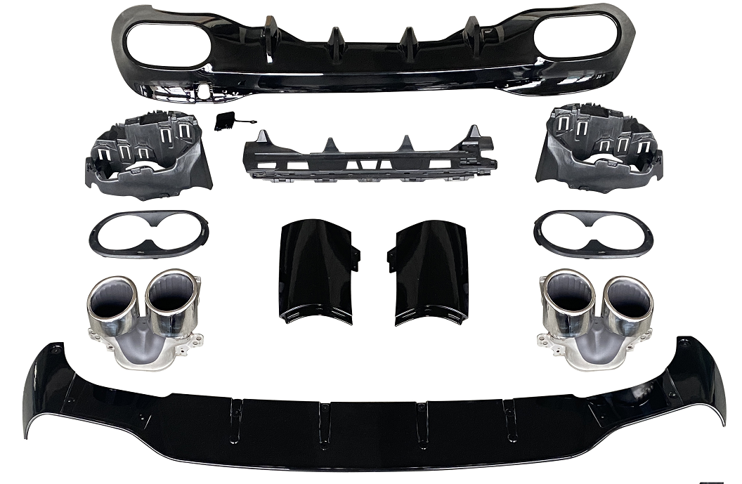 Diffusore spoiler posteriore + marmitte (CROMATO) in LOOK SPORTIVO per Mercedes