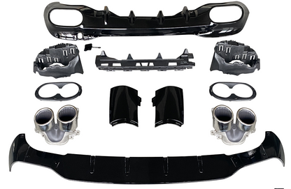 Diffusore spoiler posteriore + marmitte (CROMATO) in LOOK SPORTIVO per Mercedes
